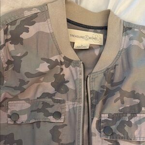 Treasure & Bond Camo Zip-Up Jacket